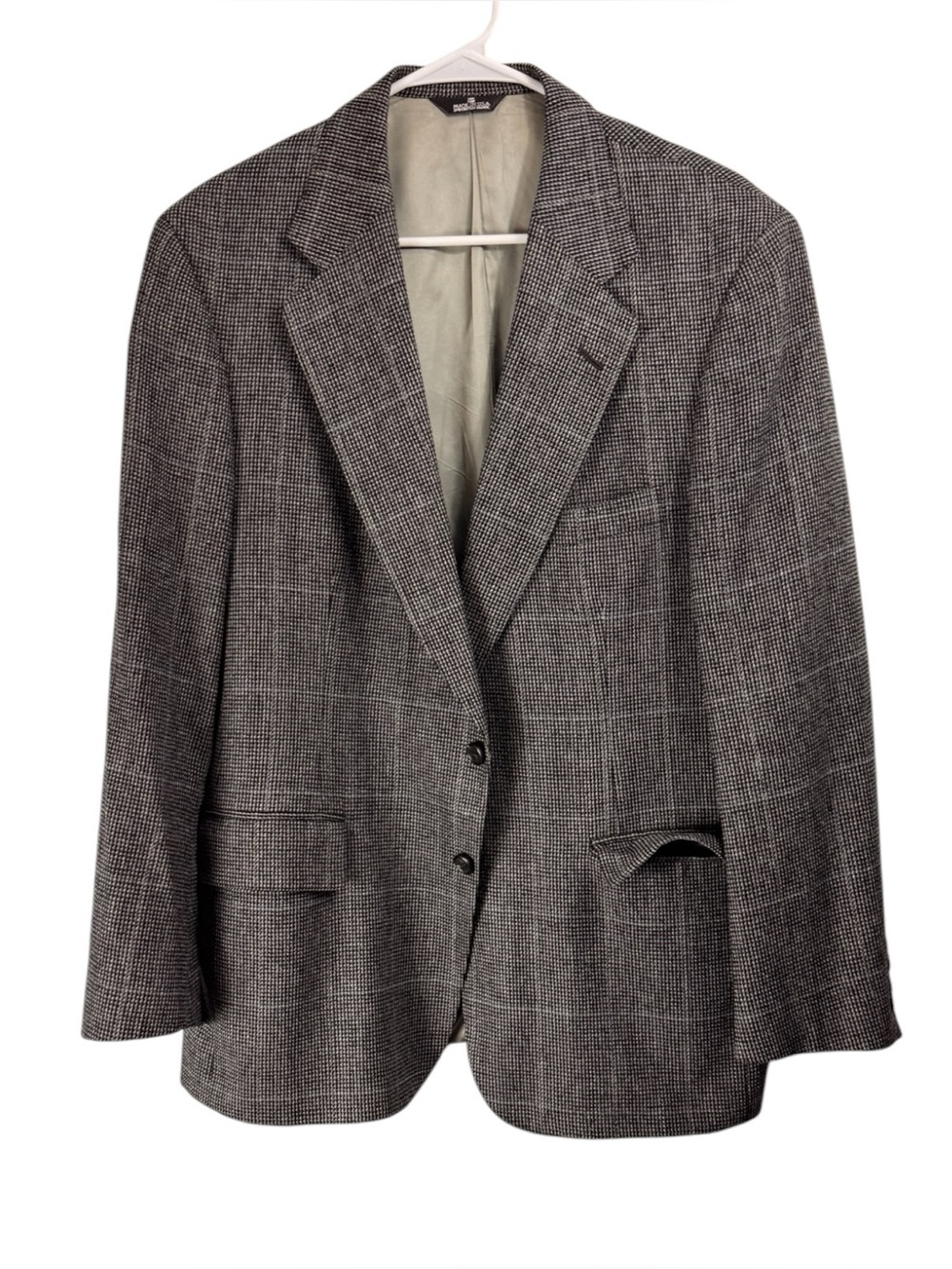 Polo University Club Ralph Lauren 44R Blazer Wool Tweed Gray Blue Windowpane